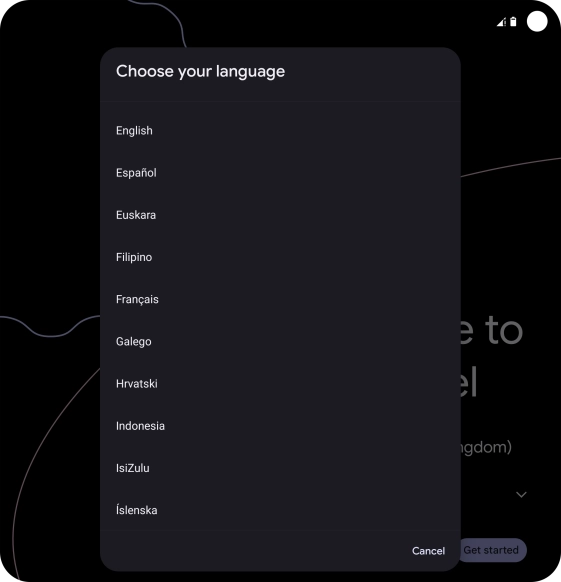 Press the required language. Press the required language.