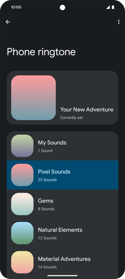 Press the required category. Press the required category.