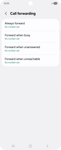 Press the required divert type. Press the required divert type.