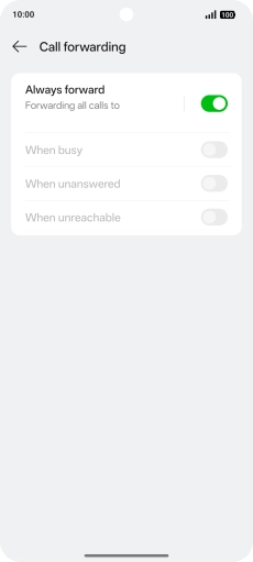 Press the indicator next to the required divert type. Press the indicator next to the required divert type.