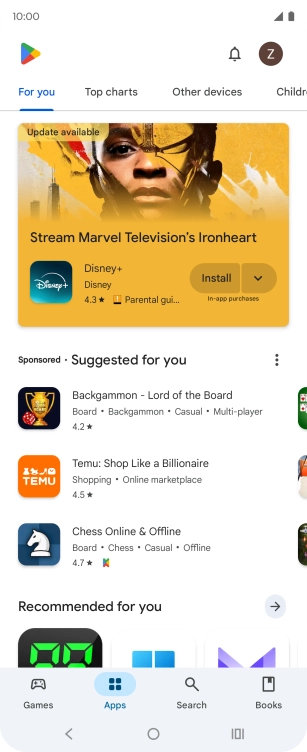 Press the profile icon. Press the profile icon.
