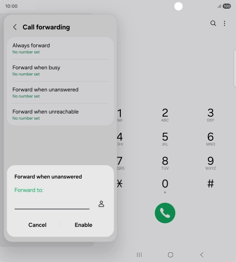 Key in +447953222222 and press Enable. Key in +447953222222 and press Enable.