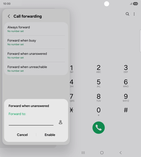 Key in +447953222222 and press Enable. Key in +447953222222 and press Enable.