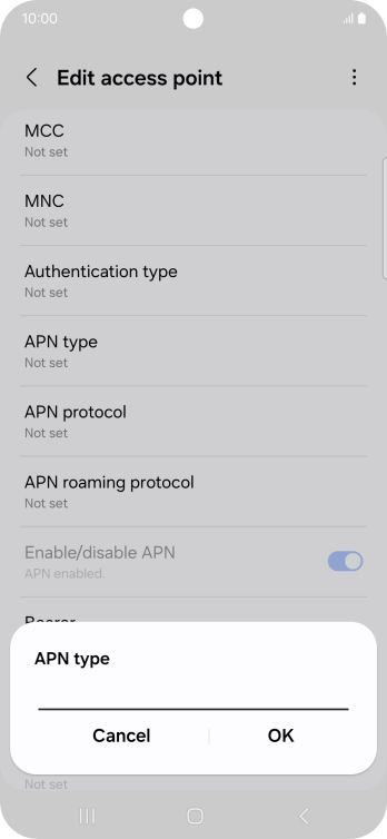 Key in default and press OK. Key in default and press OK.