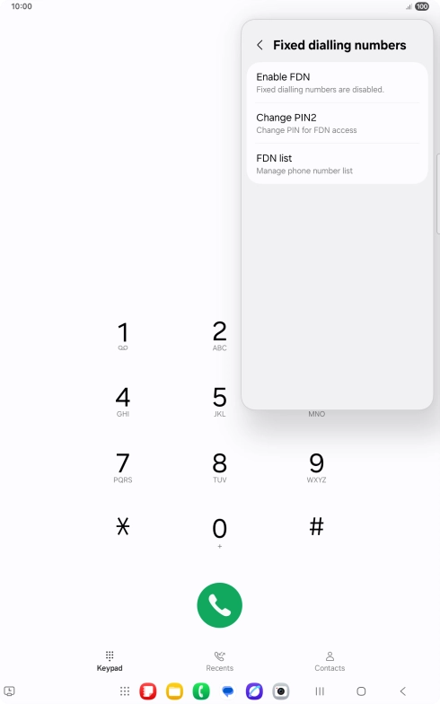 Press Enable FDN. Press Enable FDN.