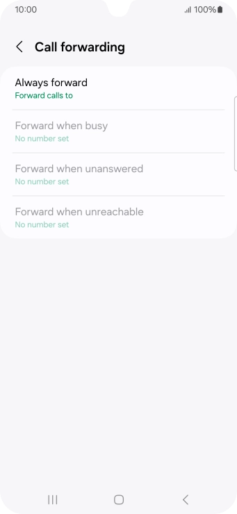 Press the required divert type. Press the required divert type.