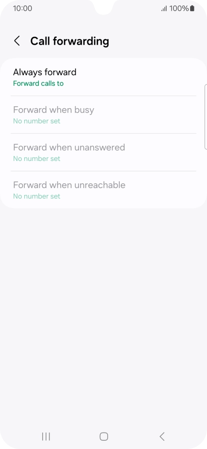 Press the required divert type. Press the required divert type.