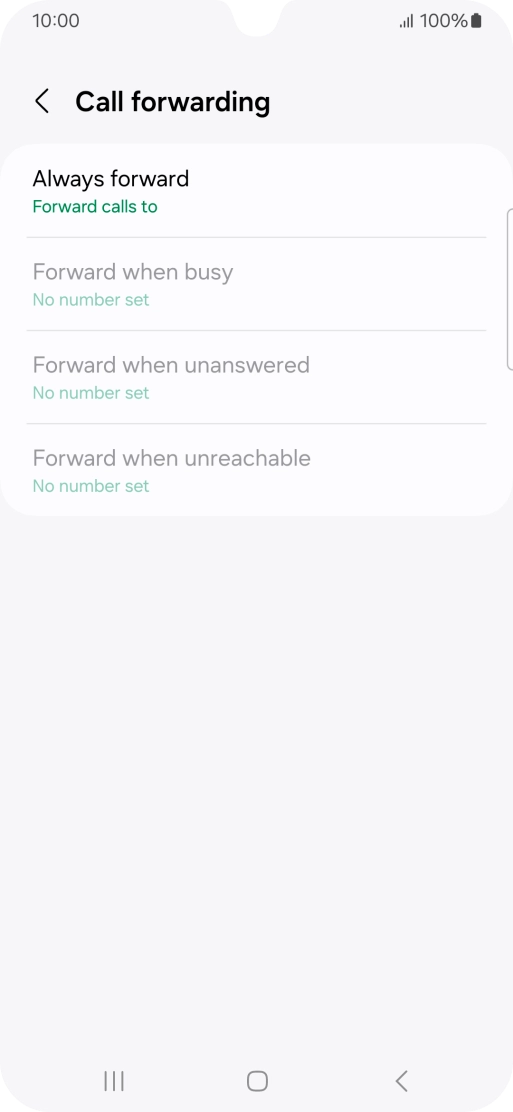 Press the required divert type. Press the required divert type.
