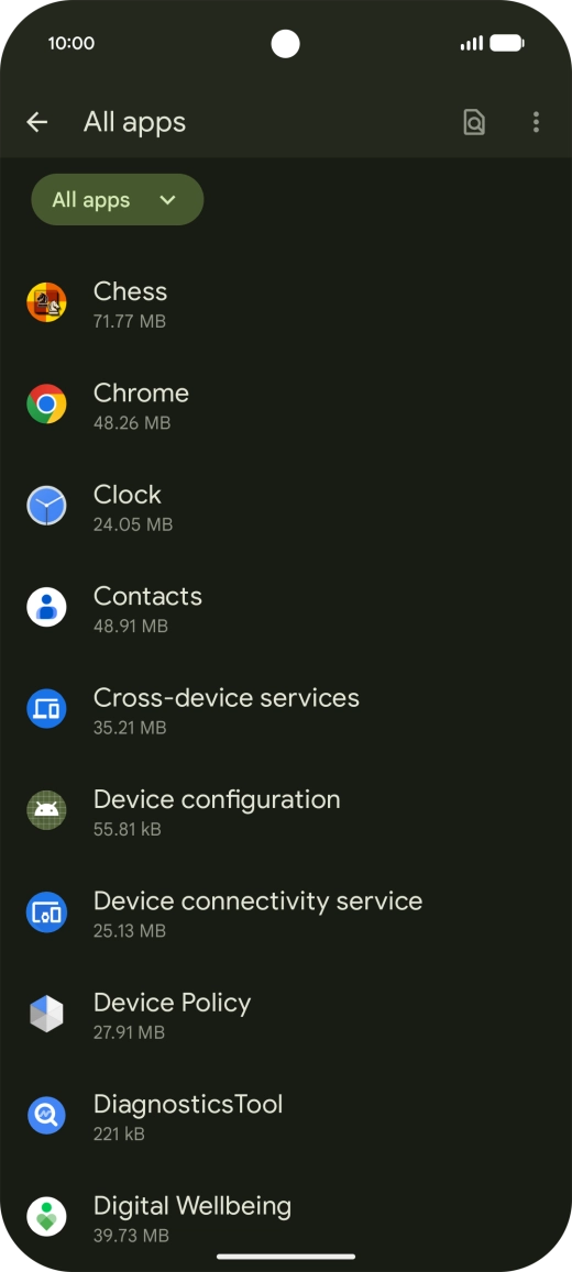 Press the required app. Press the required app.