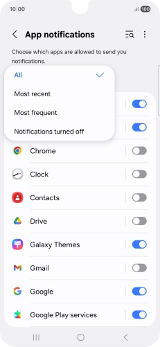 Press the required setting. Press the required setting.