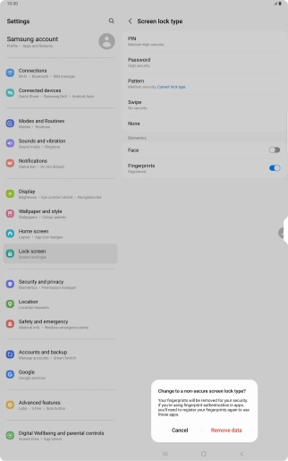 Press Remove data. Press Remove data.