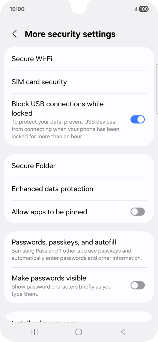 Press SIM card security. Press SIM card security.