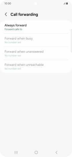 Press the required divert type. Press the required divert type.