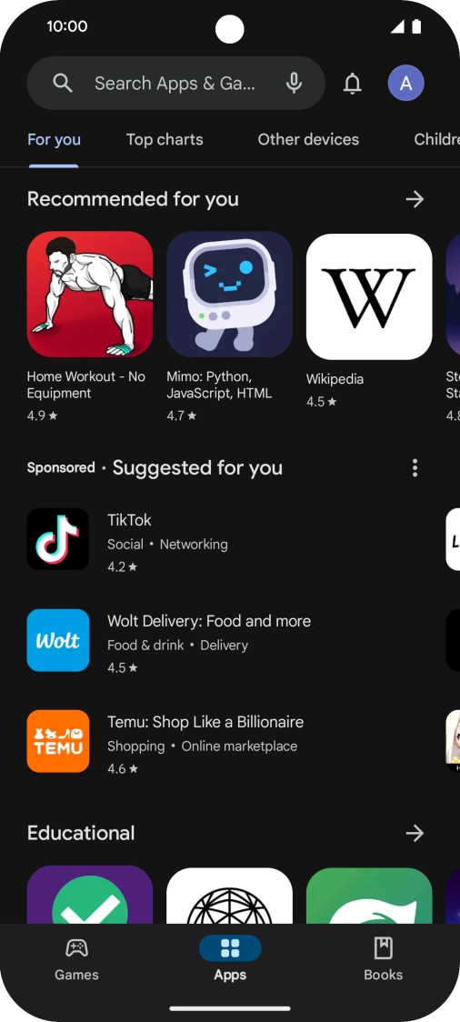 Press the search field. Press the search field.