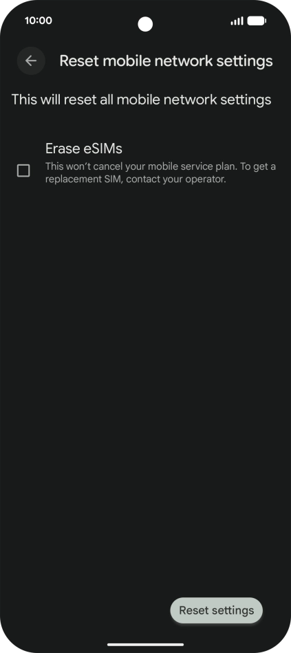 Press Reset settings. Press Reset settings.