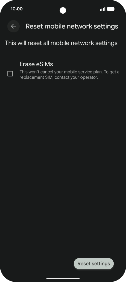 Press Reset settings. Press Reset settings.