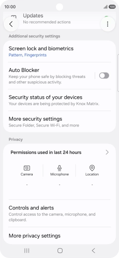 Press Screen lock and biometrics and key in the additional phone lock code you created earlier. Press Screen lock and biometrics and key in the additional phone lock code you created earlier.