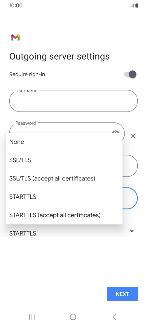 Press SSL/TLS. Press SSL/TLS.