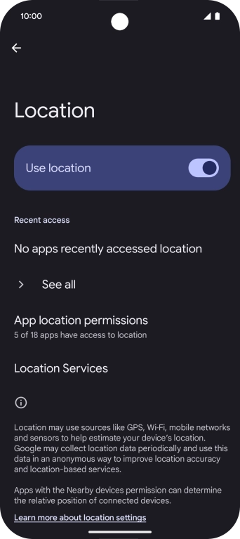 Press App location permissions. Press App location permissions.