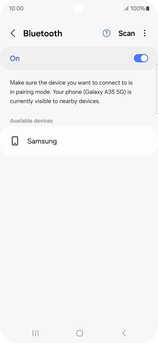 Press the required Bluetooth device and follow the instructions on the screen to pair the device with your phone. Press the required Bluetooth device and follow the instructions on the screen to pair the device with your phone.