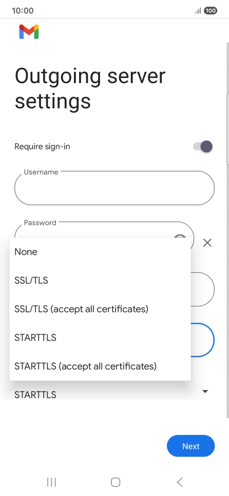 Press SSL/TLS. Press SSL/TLS.