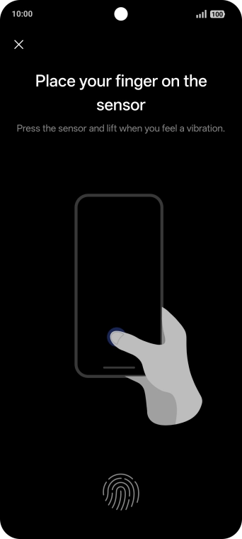 Follow the instructions on the screen to create the phone lock code using your fingerprint. Follow the instructions on the screen to create the phone lock code using your fingerprint.