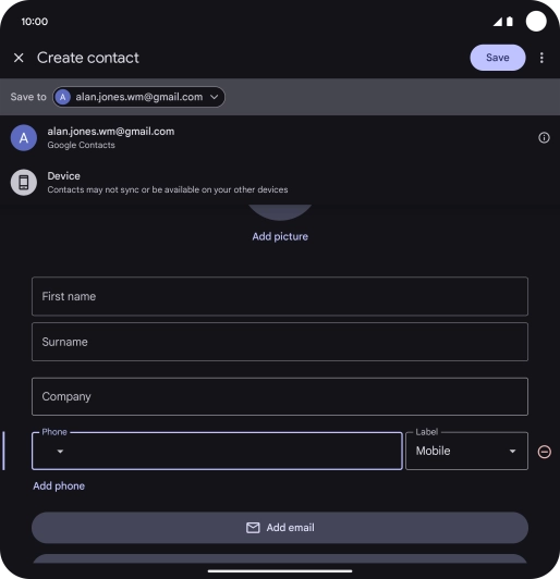 Press the required Google account. Press the required Google account.