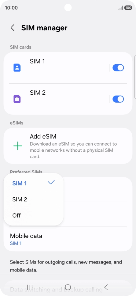 Press the required setting. Press the required setting.