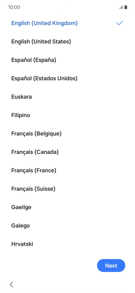 Press the required language. Press the required language.