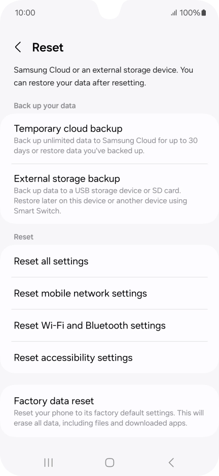 Press Reset mobile network settings. Press Reset mobile network settings.