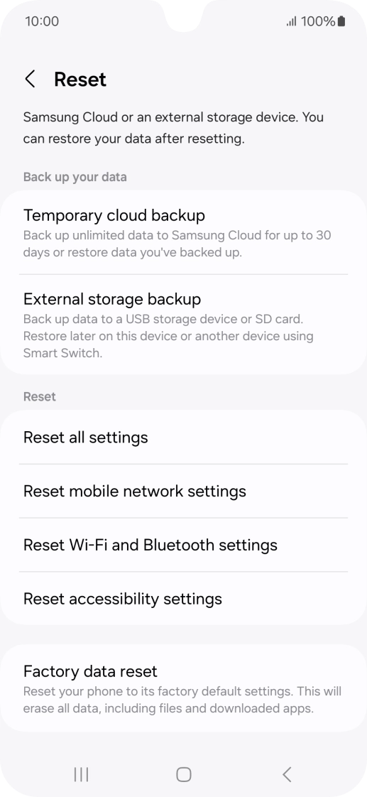 Press Reset mobile network settings. Press Reset mobile network settings.