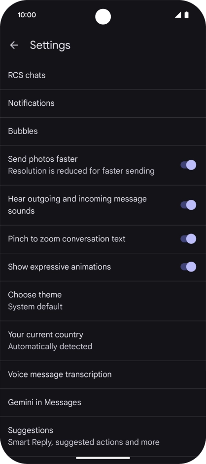 Press Gemini in Messages. Press Gemini in Messages.