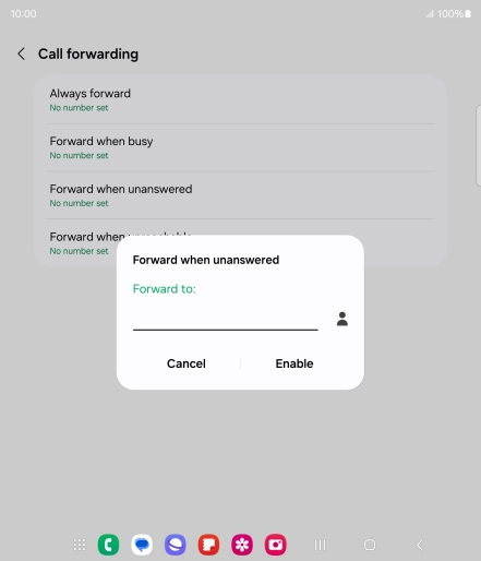 Key in +447953222222 and press Enable. Key in +447953222222 and press Enable.