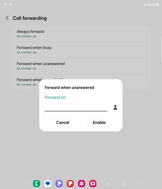 Key in +447953222222 and press Enable. Key in +447953222222 and press Enable.