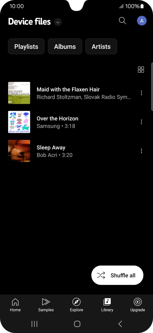 Press the required audio file. Press the required audio file.