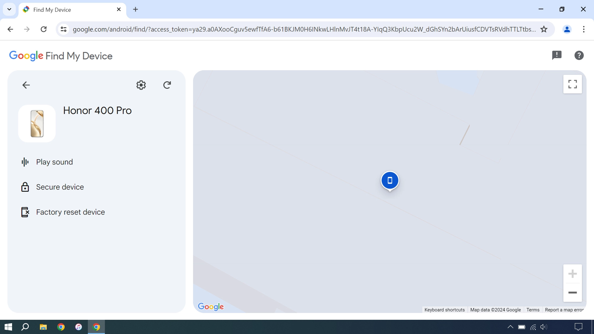 Your phone's latest position is displayed on the map. Your phone's latest position is displayed on the map.
