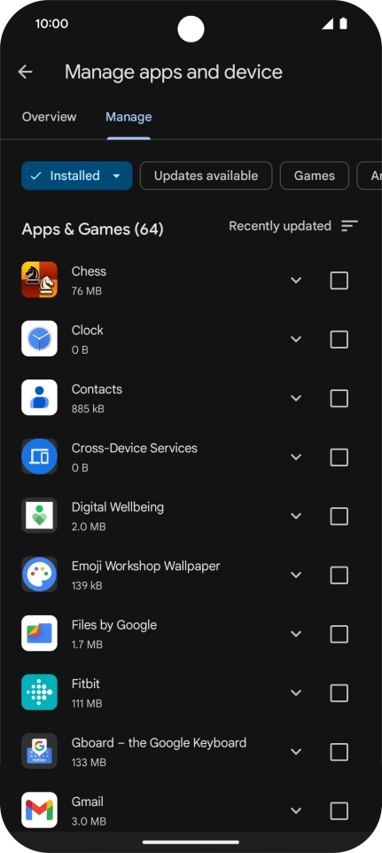 Press the required app. Press the required app.