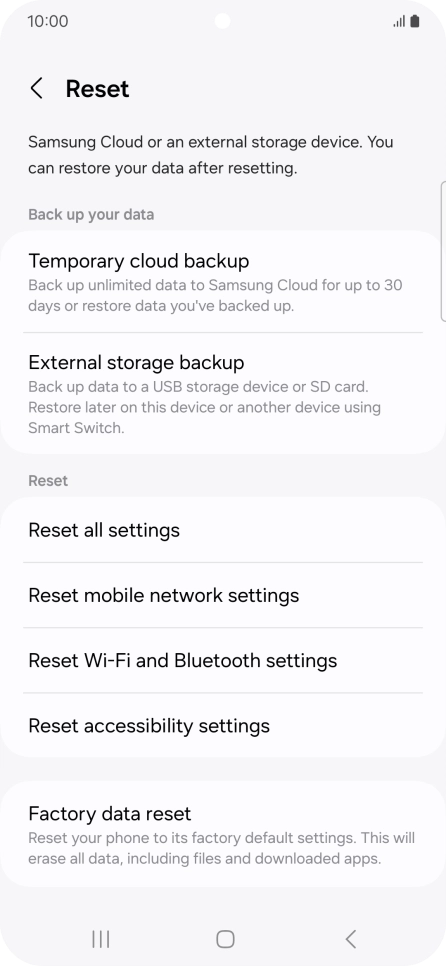 Press Reset mobile network settings. Press Reset mobile network settings.