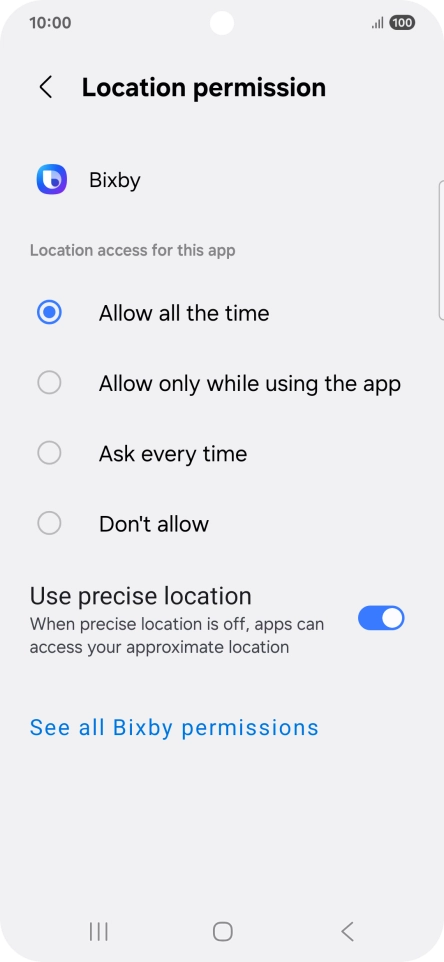 Press the required setting. Press the required setting.