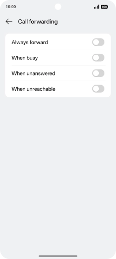 Press the indicator next to the required divert type. Press the indicator next to the required divert type.