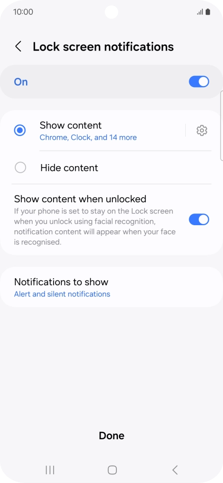 Press the required settings to turn them on or off. Press the required settings to turn them on or off.