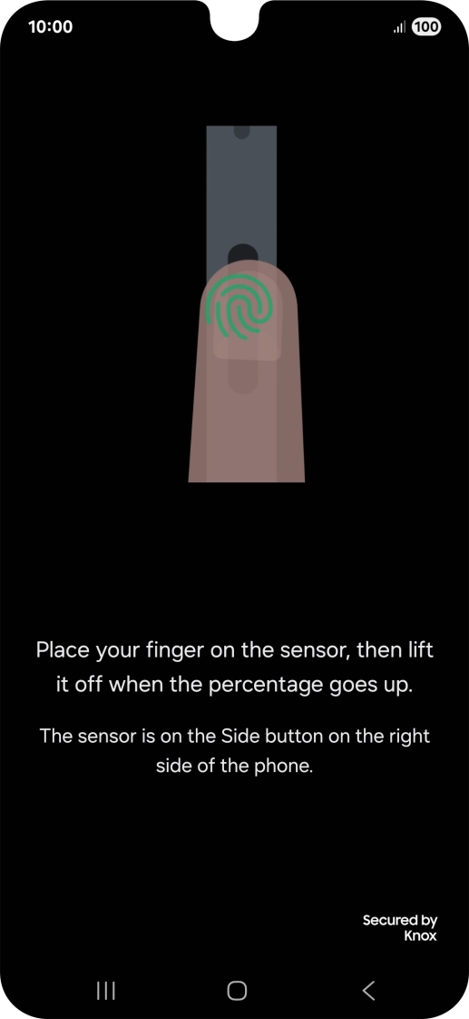Follow the instructions on the screen to create the phone lock code using your fingerprint. Follow the instructions on the screen to create the phone lock code using your fingerprint.