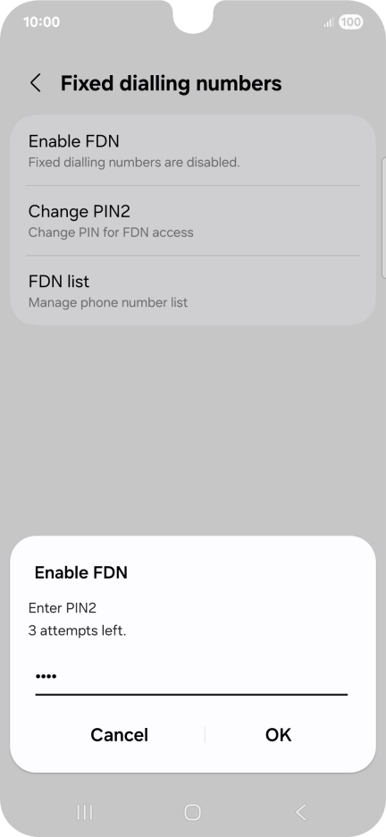 Key in your PIN2 and press OK. The default PIN2 is 0000. Key in your PIN2 and press OK. The default PIN2 is 0000.