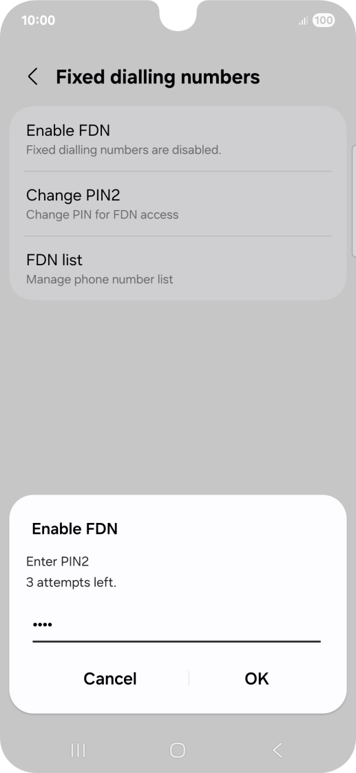 Key in your PIN2 and press OK. The default PIN2 is 0000. Key in your PIN2 and press OK. The default PIN2 is 0000.