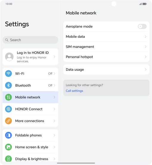Press Mobile data. Press Mobile data.