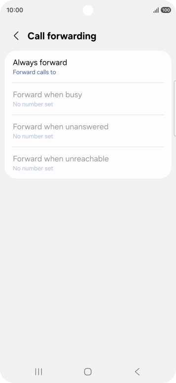Press the required divert type. Press the required divert type.