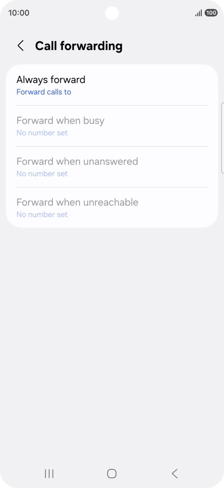 Press the required divert type. Press the required divert type.