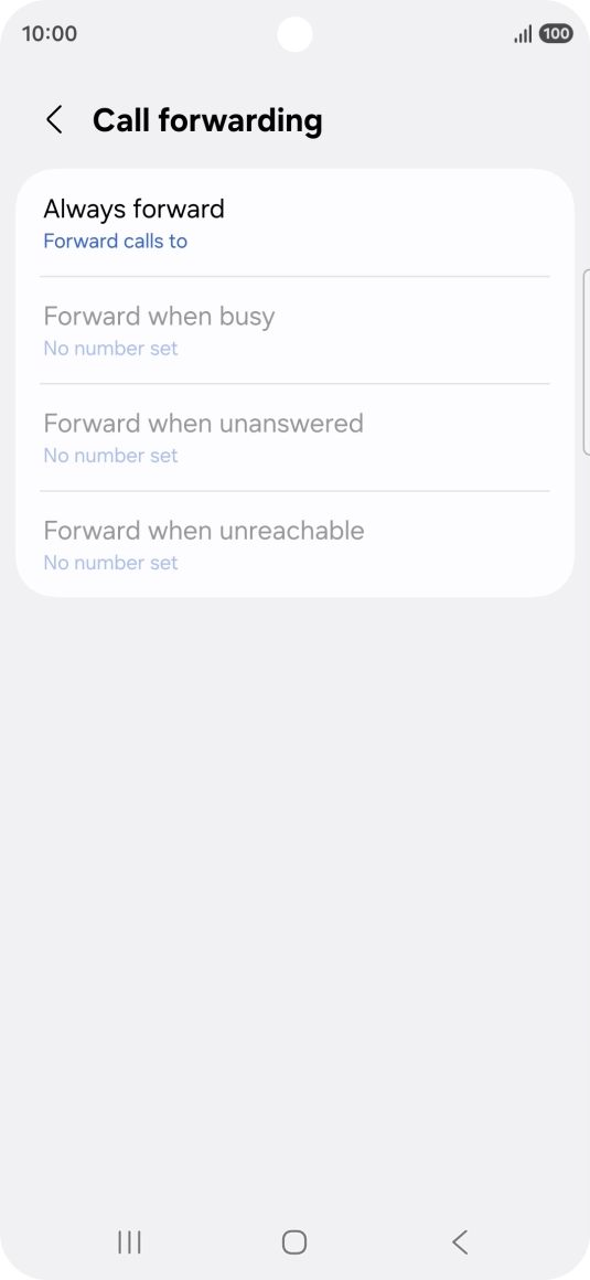 Press the required divert type. Press the required divert type.