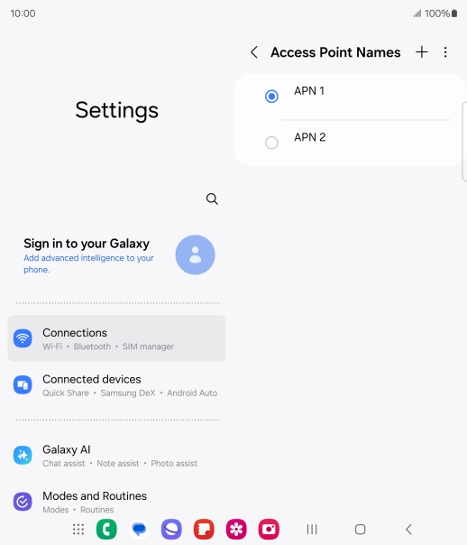 Press the field next to the data connection to activate it. Press the field next to the data connection to activate it.