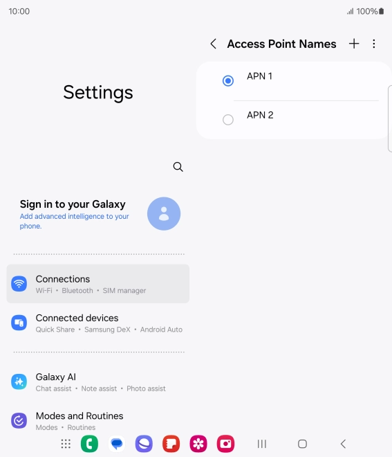 Press the field next to the data connection to activate it. Press the field next to the data connection to activate it.